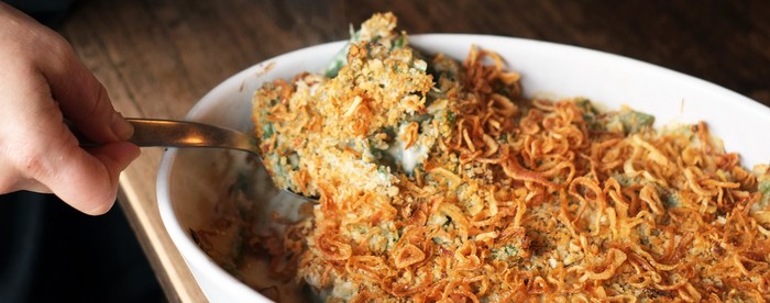 Naomi Pomeroy's Green Bean Casserole with Smoked Gouda and Fried ...