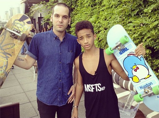 Jaden Smith Wears Mismatched Sneakers While Skateboarding In NYC